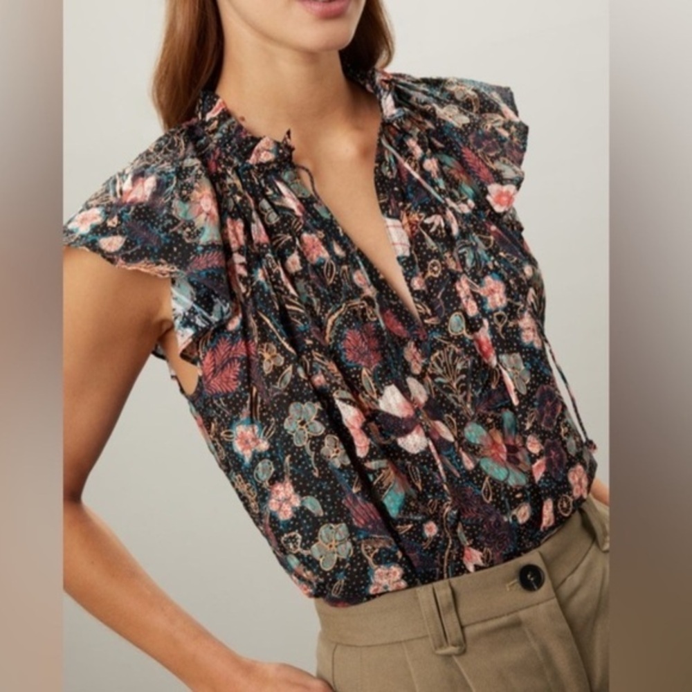 ULLA JOHNSON cleo top in obsidian botanica